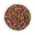Close-up of shredded wet food in a white bowl, consisting of brown meat pieces and juicy texture.