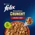 Purina felix Sensations CRUNCHY Lahodný výběr, BEZ BARVIV, miska s kousky krmiva pro kočky zobrazená detailně.