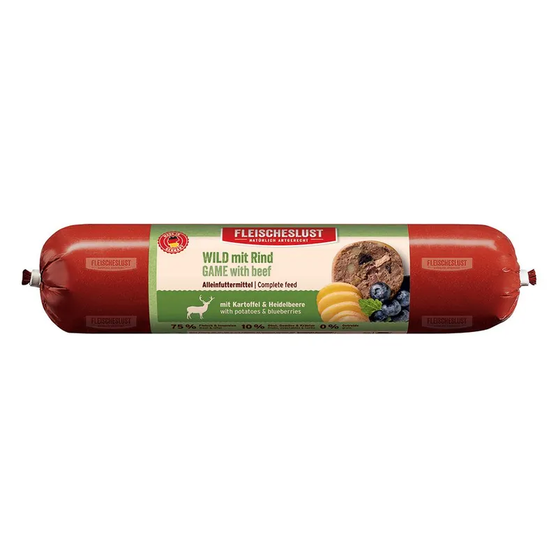 Fleischeslust Classic Sensitive 12 x 800 g - Caza con vacuno con patatas y arándanos