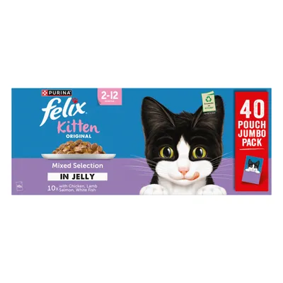 Felix Kitten Original Pouches 40 x 85g - Mixed Selection Felix Kitten Original Pouches 40 x 85g - Mixed Selection
