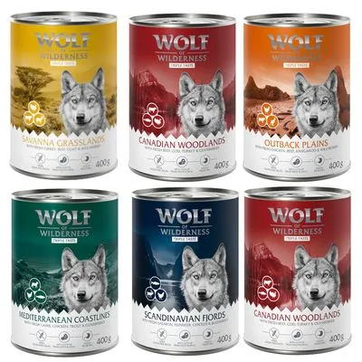Wolf of Wilderness "Triple Taste" 6 x 400 g umido per cane