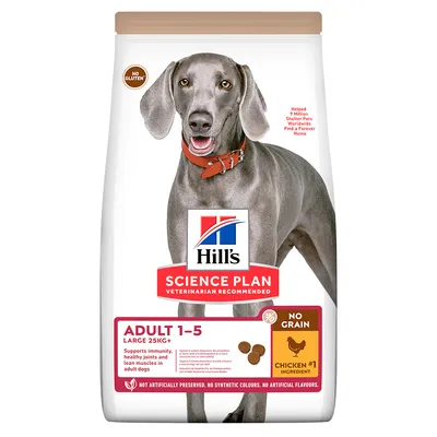 Hill's Science Plan Adult 1-5 Large 25kg+ hrană pentru câini, fără gluten, ingredient principal pui, susține imunitatea, articulațiile și mușchii sănătoși. Fără conservanți sau coloranți artificiali.