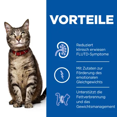 VORTEILE: Reduziert klinisch erwiesen FLUTD-Symptome, mit Zutaten zur Förderung des emotionalen Gleichgewichts, unterstützt die Fettverbrennung und das Gewichtsmanagement. Tekst in het Duits.