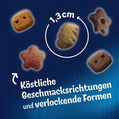 Köstliche Geschmacksrichtungen und verlockende Formen. Gezeigte Grösse: 1,3 cm.