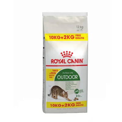 Royal Canin Active Life Outdoor krmivo pro kočky, balení 12 kg. Nabídka: 10 kg + 2 kg zdarma. Pro aktivní venkovní kočky s podporou vitality.