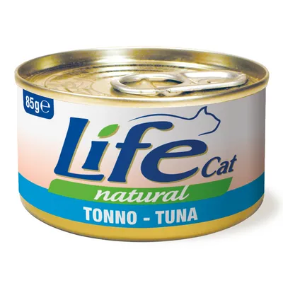 Life Cat Natural tuňák, 85g konzerva. Krmivo pro kočky s přírodním tuňákem.