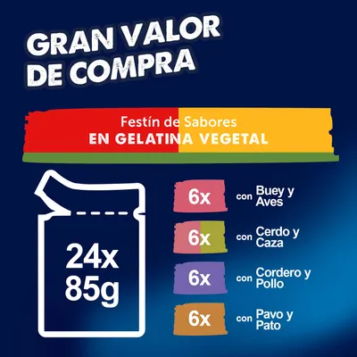 Felix Fantastic Doblemente Bueno 24 x 85 g - 24 x 85 g - Vacuno y ave, cordero y ternera, pollo y riñón, pavo con hígado Felix Fantastic Doblemente Bueno 24 x 85 g - 24 x 85 g - Vacuno y ave, cordero y ternera, pollo y riñón, pavo con hígado