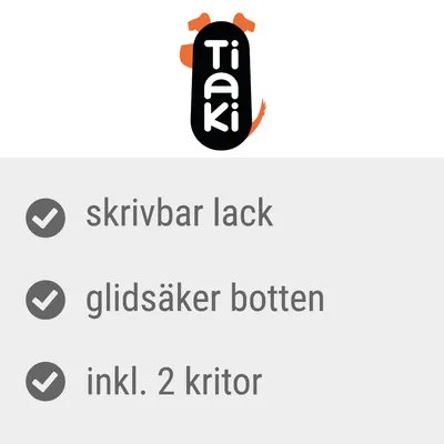 Tiaki, skrivbar lack, glidsäker botten, inkl. 2 kritor