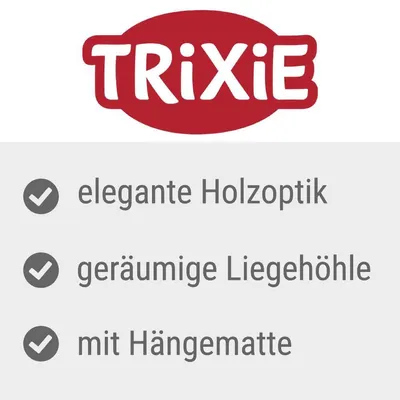 TRIXIE, elegante Holzoptik, geräumige Liegehöhle, mit Hängematte