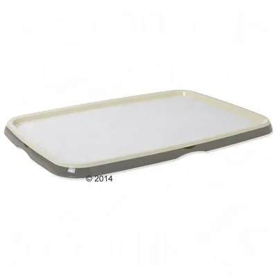 Rektangulær plastikunderlag med hvid overflade, egnet til hygiejneformål. Zooplus Copyright © 2014 synlig.