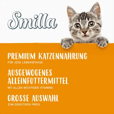 Smilla. Premium Katzennahrung für jede Lebensphase. Ausgewogenes Alleinfuttermittel mit allen wichtigen Vitaminen. Grosse Auswahl zum günstigen Preis.
