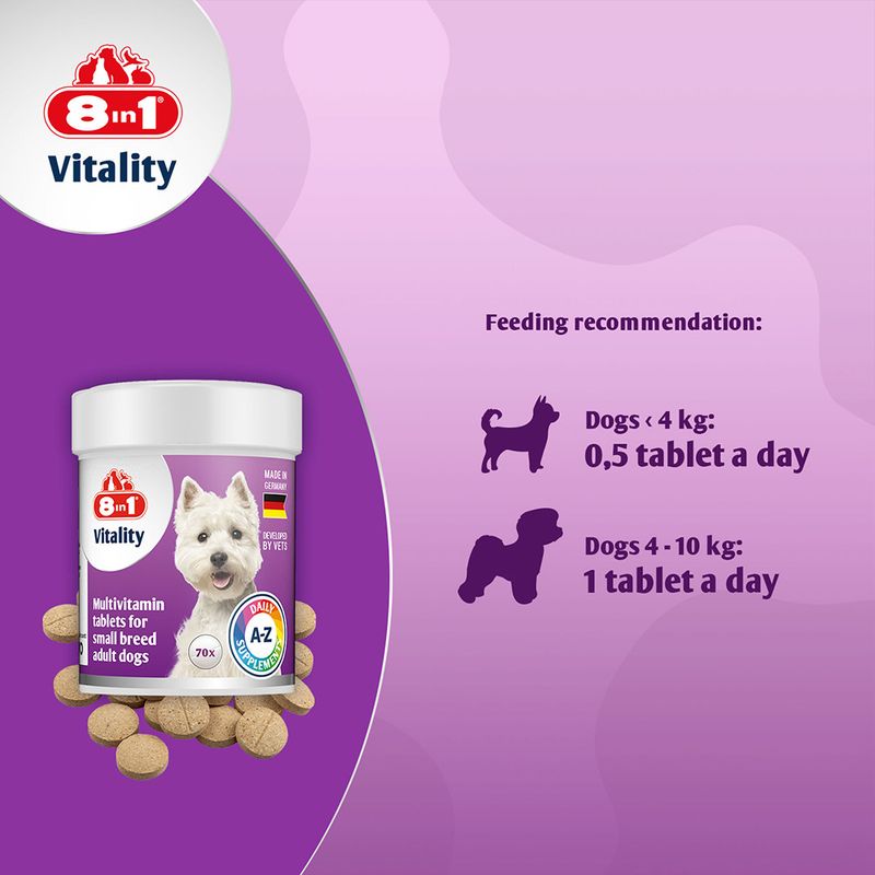 8in1 Vitality multivitamintabletter för små raser