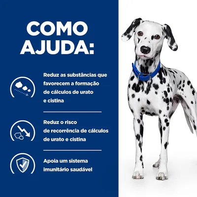 Texto: Como ajuda. Reduz as substâncias que favorecem a formação de cálculos de urato e cistina. Reduz o risco de recorrência de cálculos de urato e cistina. Apoia um sistema imunitário saudável.