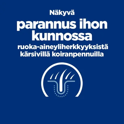 Näkyvä parannus ihon kunnossa ruoka-aineyliherkkyyksistä kärsivillä koiranpennuilla