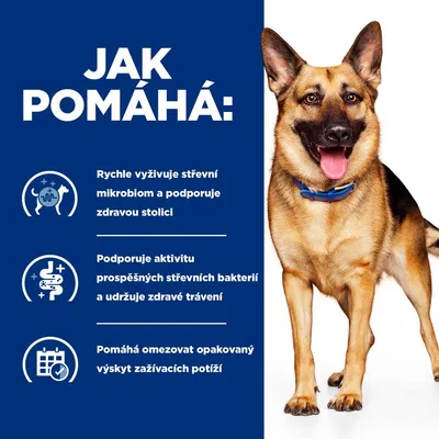 Jak pomáhá: Rychle vyživuje střevní mikrobiom a podporuje zdravou stolici. Podporuje aktivitu prospěšných střevních bakterií a udržuje zdravé trávení. Pomáhá omezovat opakovaný výskyt zažívacích potíží.