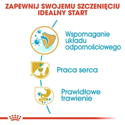 Zapewnij swojemu szczenięciu idealny start. Wspomaganie układu odpornościowego, praca serca, prawidłowe trawienie.