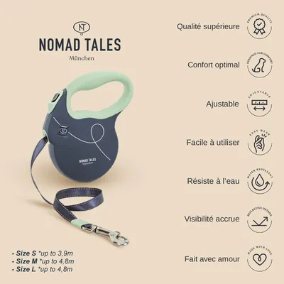 Laisse avec enrouleur Nomad Tales Bloom Liberty pour chien