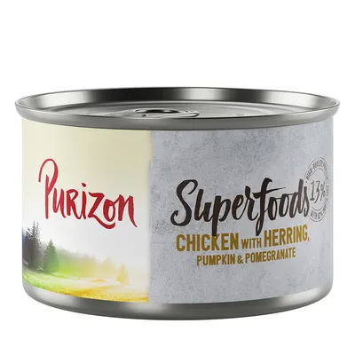 Purizon Superfoods, piletina s haringom, bundeva i nar, konzerva s 17% udjela proteina.