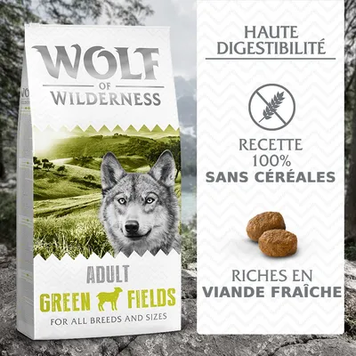 Wolf of Wilderness Adult Green Fields, agneau pour chien