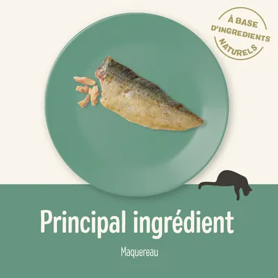Principal ingrédient : maquereau. À base d'ingrédients naturels.
