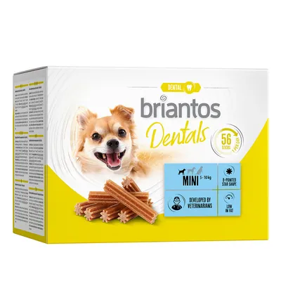 Briantos Dentals, 56 palčk, mini 5-10 kg, 8-kraka zvezdasta oblika, razvito s strani veterinarjev, z nizko vsebnostjo maščob.