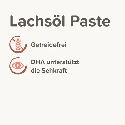 Lachsöl Paste. Getreidefrei. DHA unterstützt die Sehkraft.