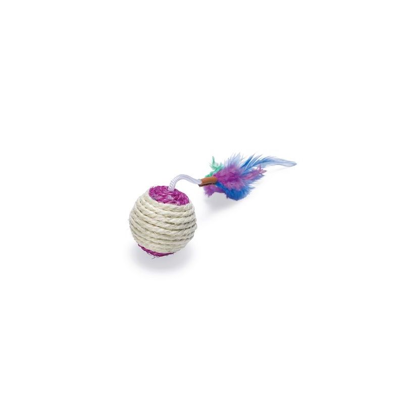 Palline gioco in sisal Karlie con piume e sonaglietti
