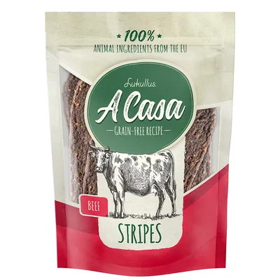 Lukullus A Casa Grain-Free Recipe Stripes, 100% állati összetevők az EU-ból, marha fajta.