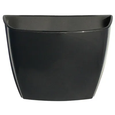 Comedero negro de plástico para mascotas, forma rectangular con bordes curvados. No se observan marcas ni texto en el producto.