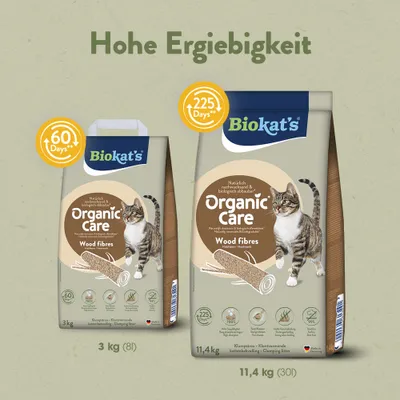 Biokat's Organic Care Litière pour chat en fibres de bois, 3 kg pour 60 jours et 11,4 kg pour 225 jours. Rendement élevé, agglomérante, biodégradable. Biokat's Organic Care Litière pour chat en fibres de bois, 3 kg pour 60 jours et 11,4 kg pour 225 jours. Rendement élevé, agglomérante, biodégradable.