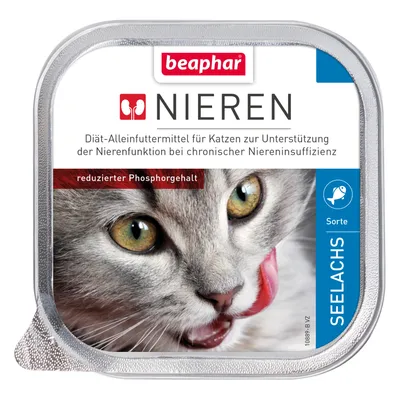 beaphar Nieren. Diät-Alleinfuttermittel für Katzen zur Unterstützung der Nierenfunktion bei chronischer Niereninsuffizienz, reduzierter Phosphorgehalt, Sorte Seelachs.