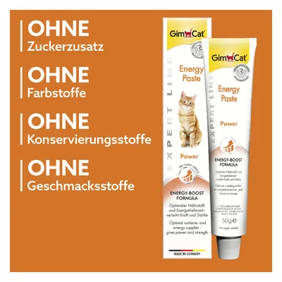 GimCat Energy Paste без добавления сахара, красителей, консервантов и ароматизаторов. Made in Germany. Оптимальное питание и энергия для силы.