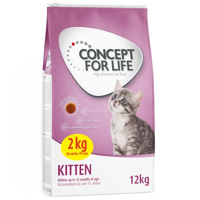 Concept for Life Kitten, 12kg Beutel, geeignet für Katzenwelpen bis 12 Monate. Enthält Special Formula für gesundes Wachstum. 2kg gratis.