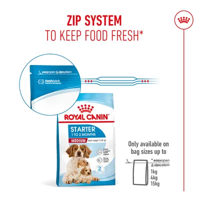 Zip system for keeping food fresh, easyopen & zipsystem, freshpack protective atmosphere. Only available for bag sizes up to 1 kg, 4 kg, 15 kg.