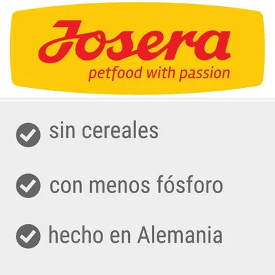 Josera petfood with passion. Sin cereales, con menos fósforo, hecho en Alemania.