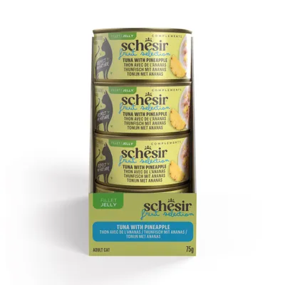 Schesir Cat Fruit Selection 12 x 75 g - Tun og ananas i gelé Schesir Cat Fruit Selection 12 x 75 g - Tun og ananas i gelé