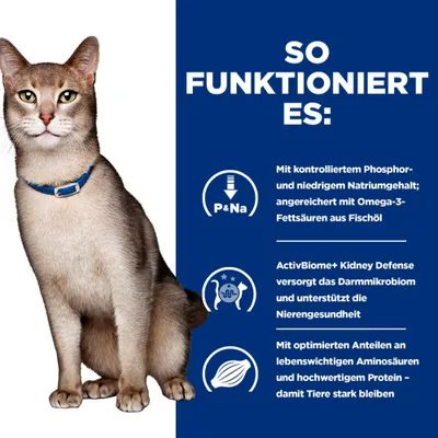 So funktioniert es: Kontrollierter Phosphor- und niedriger Natriumgehalt, Omega-3-Fettsäuren aus Fischöl, ActivBiome+ Kidney Defense für Darmmikrobiom, optimierte Aminosäuren und Protein. So funktioniert es: Kontrollierter Phosphor- und niedriger Natriumgehalt, Omega-3-Fettsäuren aus Fischöl, ActivBiome+ Kidney Defense für Darmmikrobiom, optimierte Aminosäuren und Protein.