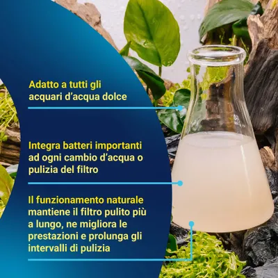 Adatto per acquari d'acqua dolce, integra batteri essenziali durante il cambio dell'acqua o la pulizia del filtro, la funzione naturale mantiene il filtro pulito più a lungo e migliora le prestazioni.