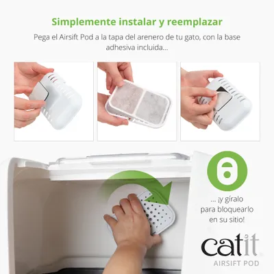 Catit Airsift Dual Action Geurreductie Pad - Accessoires: Catit Airsift Pod, L 13,5 x B 9 x H 3,5 cm
