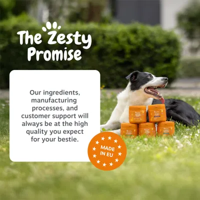 The Zesty Promise: Our ingredients, manufacturing processes and customer service are always of high quality. MADE IN EU.