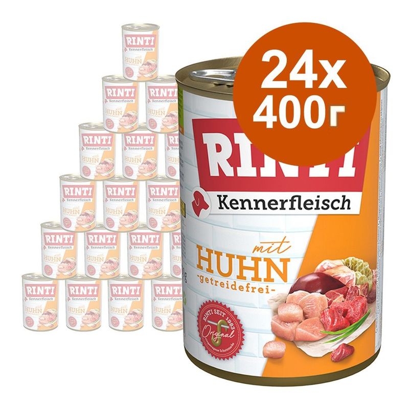 Икономична опаковка RINTI Kennerfleisch в консерви 24 x 400 г