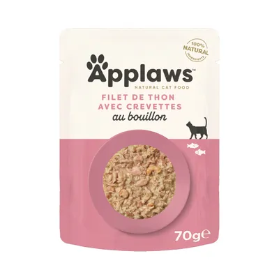 Applaws Cat Natural in Brühe 12 x 70 g - Thunfisch mit Pazifik-Garnelen