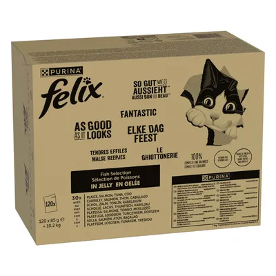 120 x 85 g Felix nedvestáp + 24 x 40 g Sauce Time csirke & pulyka ingyen - Fantastic 2. halválogatás 120 x 85 g Felix nedvestáp + 24 x 40 g Sauce Time csirke & pulyka ingyen - Fantastic 2. halválogatás