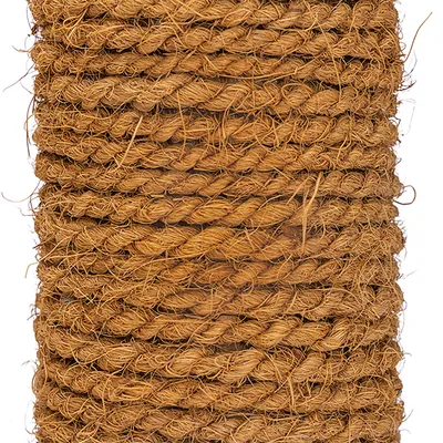 Close-up of brown sisal rope, braided and sturdy.