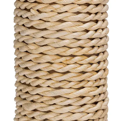 Close-up of twisted sisal rope in beige, suitable for scratching post repairs or crafts.