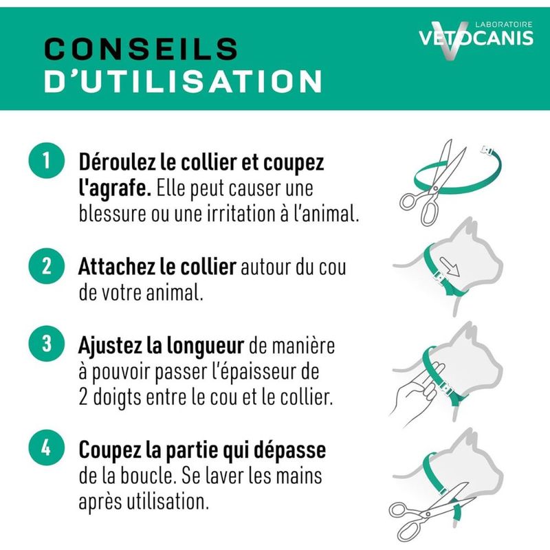 Collier répulsif contre les puces et les tiques Vetocanis pour chat
