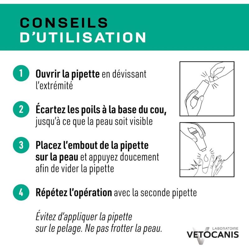 Répulsif anti-puces et tiques Vetocanis Spot-On pour chat