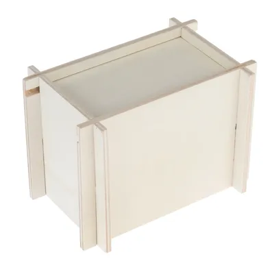 Light wood box with rectangular shape and sturdy construction, suitable for storage or transport.