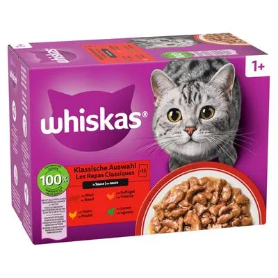 Gemengd Pakket Whiskas 1+ Adult Maaltijdzakjes 12 x 85 g