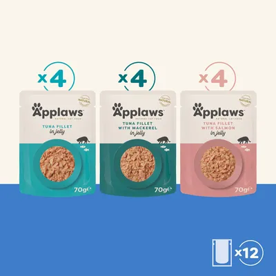 Applaws Pouches Cat Food in Jelly Mixed Pack 12 x 70g - cat wet food - Fish Selection - 3 Varieties (12 x 70g) Applaws Pouches Cat Food in Jelly Mixed Pack 12 x 70g - cat wet food - Fish Selection - 3 Varieties (12 x 70g)